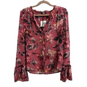 NWT PAIGE 100% Silk Palma blouse raspberry mousse XS